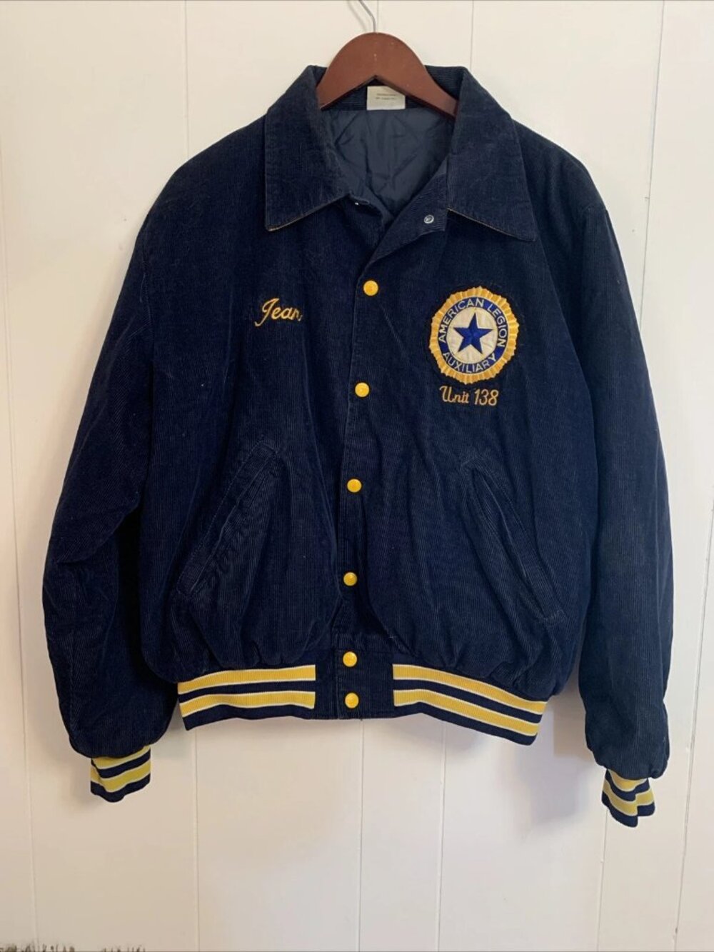1960’s American Legion Unit 138 Corduroy Jacket Auxiliary SPENCER, MASS Sz L Vtg